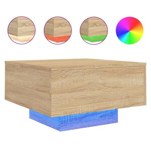 vidaXL Klubska mizica z LED lučmi sonoma hrast 55x55x31 cm