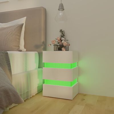 vidaXL LED nočna omarica visok sijaj bela 45x35x67 cm inženirski les