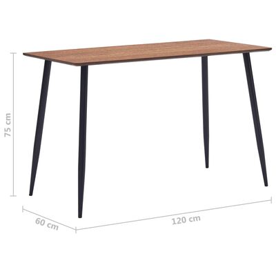 vidaXL Jedilna miza rjava 120x60x75 cm mediapan