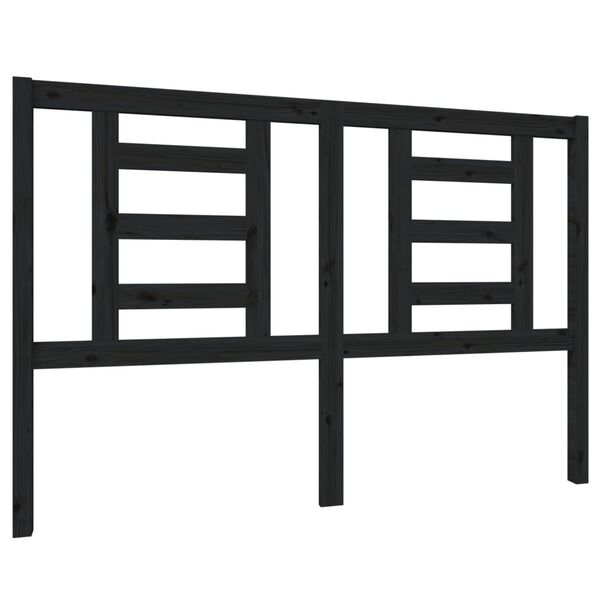 vidaXL Posteljno vzglavje črno 146x4x100 cm trdna borovina