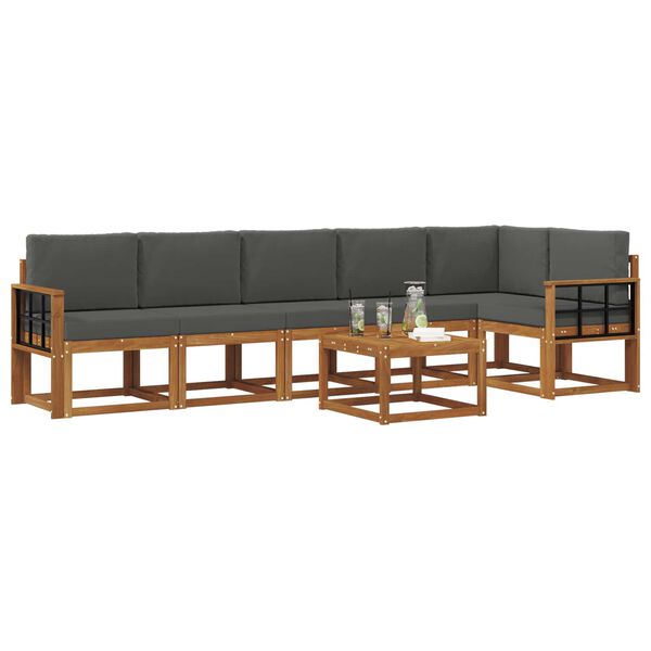 vidaXL Zunanja garnitura za sedenje 7 pcs Naravna in antracitna