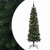 vidaXL Umetno ozko božično drevesce z božično kroglico 210 cm 300 LED