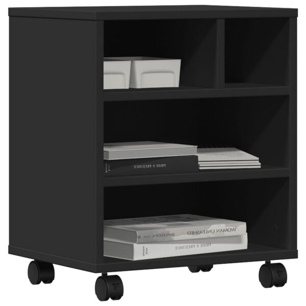 vidaXL Stojalo za tiskalnik s kolesi črno 41x32x48 cm