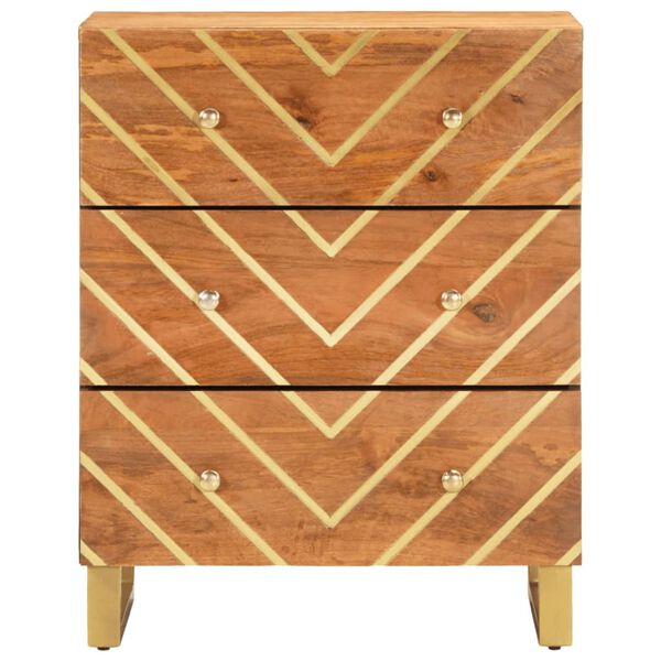 vidaXL Stranska omarica rjava in črna 60x33,5x75 cm trden mangov les