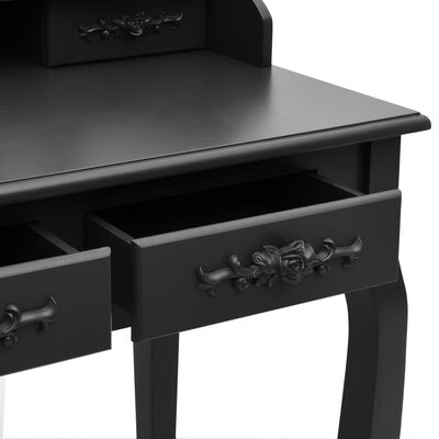 vidaXL Mizica za ličenje s stolčkom črna 75x69x140 cm les pavlovnije