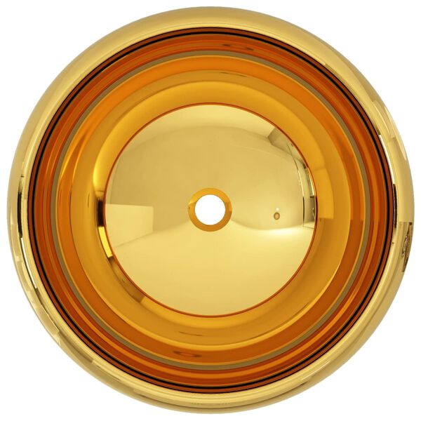 vidaXL Umivalnik keramičen 40x15 cm zlat