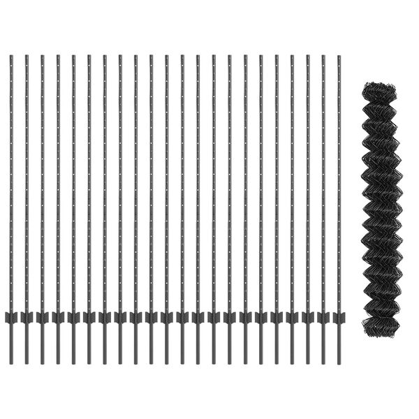 vidaXL Ograja s stebrom Siva 1,6 x 25 m Jeklo in PVC