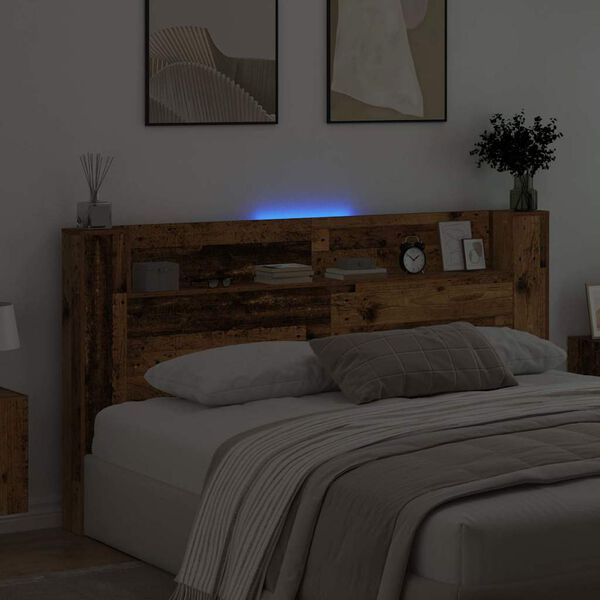 vidaXL Vzglavje s polico Star les 200 x 15 x 103,5 cm Konstruiran les