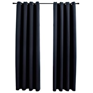vidaXL Zatemnitvene zavese s kovinskimi obročki 2 kosa črne 140x175 cm