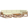 vidaXL Zunanja garnitura za sedenje z blazino 7 pcs Naravna in smetana