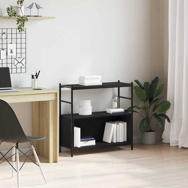 vidaXL Knjižna polica Črni hrast 80 x 30 x 78.5 cm Konstruiran les