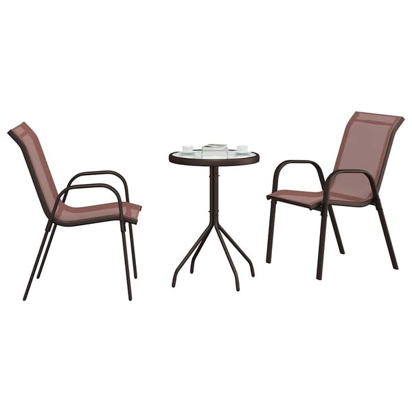 vidaXL Vrtnik Bistro Set 3 pcs Rjava Jeklo