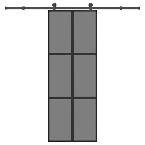 vidaXL Drsna vrata z opremo 76x205 cm kaljeno steklo in aluminij