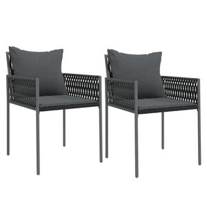 vidaXL Vrtni stoli z blazinami 2 kosa črni 54x61x83 cm poli ratan