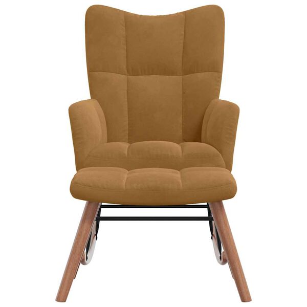 vidaXL Gugalni stol s stolčkom rjav žamet