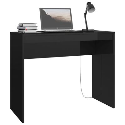 vidaXL Pisalna miza visok sijaj črna 90x40x72 cm inženirski les