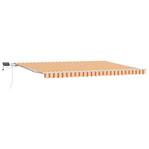 vidaXL Vlečna tenda Rumena in oranžna 500 &times; 300 cm Tkanina in aluminij