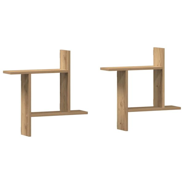 vidaXL Stenske police 2 kosa artisian hrast 50x12x50 cm inženirski les