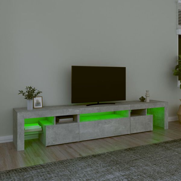 vidaXL TV omarica z LED lučkami betonsko siva 215x36,5x40 cm