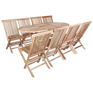 vidaXL Set vrtn furniture 9 kos Naravna Trden tikov les
