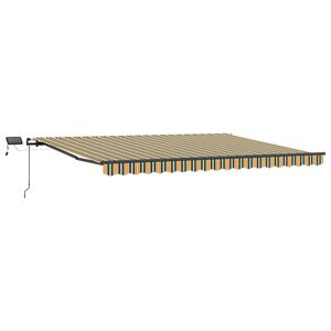 vidaXL Vlečna tenda Zelena in rumena 400 &times; 350 cm Tkanina in aluminij