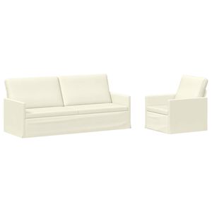 vidaXL Kavčna garnitura 2 pcs Krem Žametna tkanina