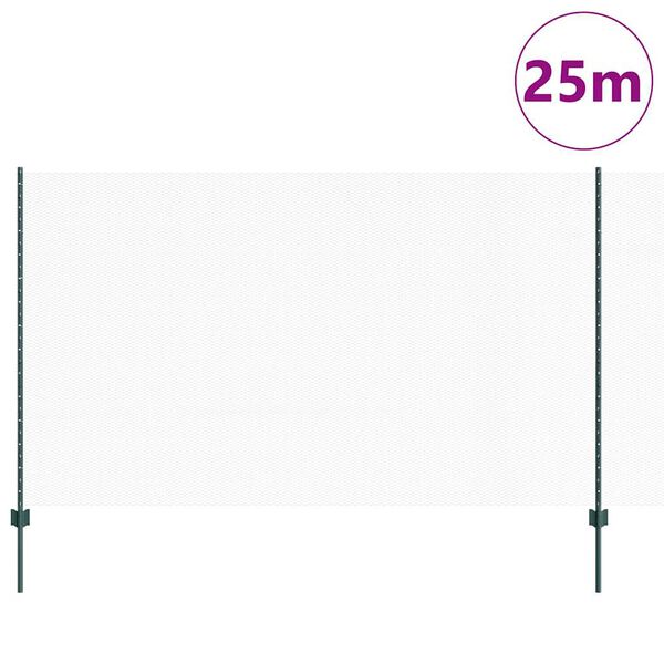 vidaXL Ograja s stebrom Zelena 1,4 x 25 m Jeklo in PVC