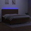 vidaXL Box spring postelja z vzmetnico LED temno rjava 200x200cm blago