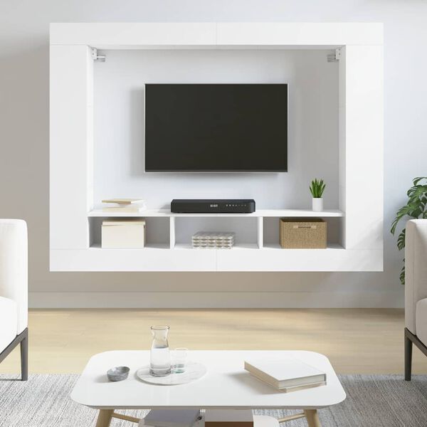 vidaXL TV omarica bela 152x22x113 cm inženirski les