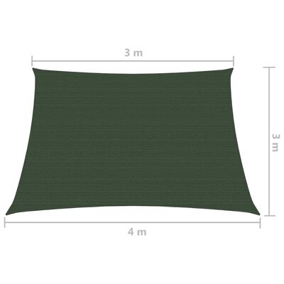 vidaXL Senčno jadro 160 g/m² temno zeleno 3/4x3 m HDPE