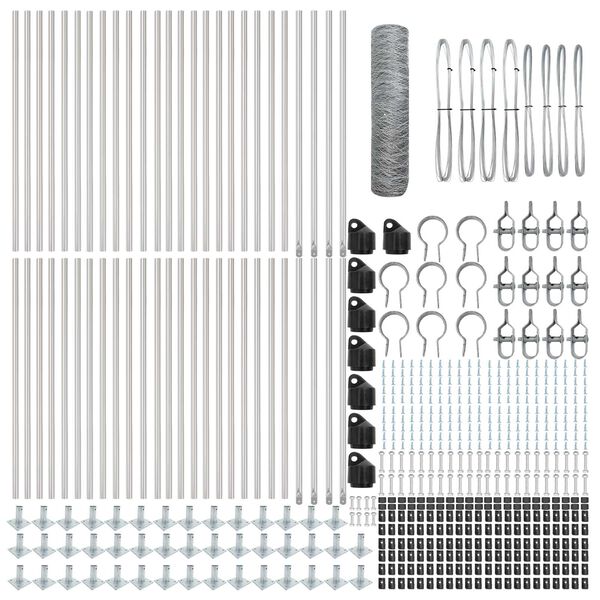 vidaXL Steber ograje. srebrna 100 x 0,8 m (36 mm mreža) Jeklo