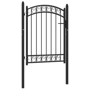 vidaXL Ograjna vrata EMMEN z obokanim vrhom jeklo 100x98,5 cm črna