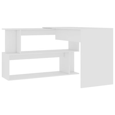 vidaXL Kotna pisalna miza bela 200x50x76 cm iverna plošča