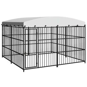 vidaXL Zunanji pasji boks s streho 300x300x210 cm