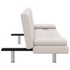 vidaXL Kavč z ležiščem in 2 blazinama um. usnje nastavljiv kremno bel
