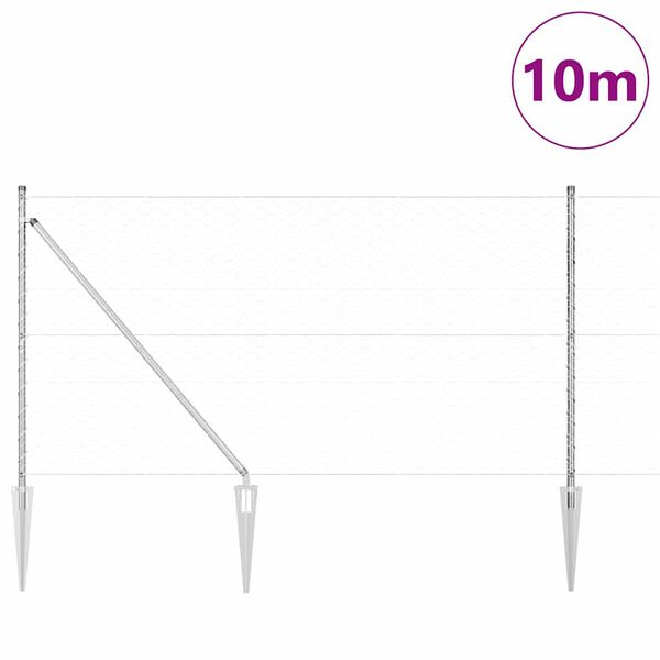 vidaXL Steber ograje. srebrna 10 x 1,4 m (50 mm mreža) Jeklo