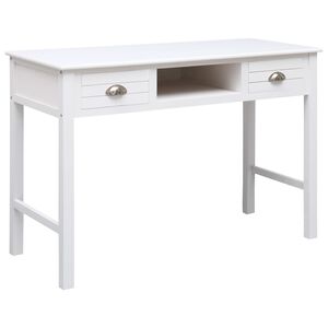 vidaXL Pisalna miza bela 110x45x76 cm les
