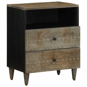 vidaXL nočna omarica svetlo siva 50x33x60 cm masivni les Mango