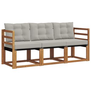 vidaXL Zunanja garnitura za sedenje 3 pcs Naravna in svetlo siva