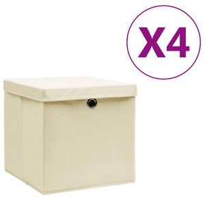 vidaXL &Scaron;katle s pokrovi 4 kosi 28x28x28 cm krem
