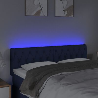 vidaXL LED posteljno vzglavje modro 160x7x78/88 cm blago