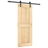 vidaXL Drsna vrata Naravna in črna 80 x 210 cm Masiven borov les