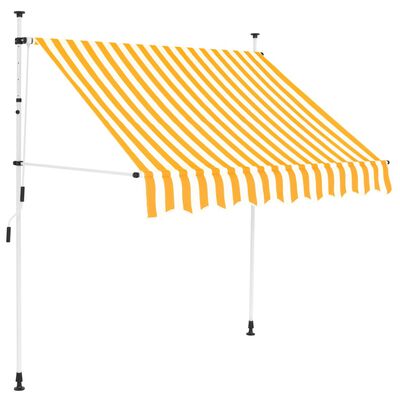 vidaXL Ročno zložljiva tenda 150 cm oranžne in bele črte