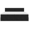 vidaXL Postelja z LED lučmi z vzglavjem Črna 200 x 200 cm Žamet