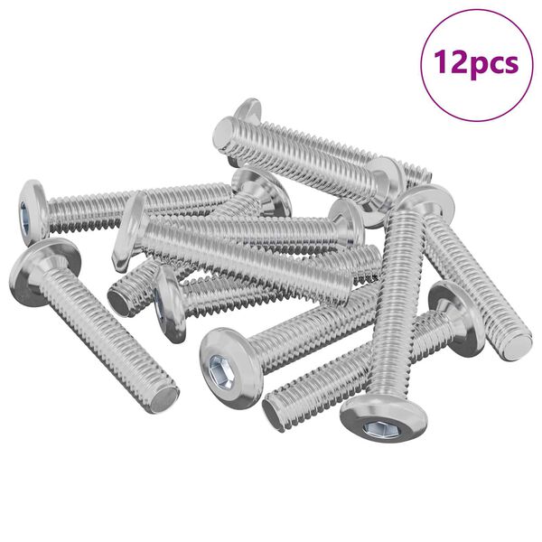 vidaXL Vijak za zaklep glave 12 pcs srebrna M6 x 35 mm Jeklo