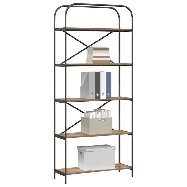 vidaXL Knjižna polica Umetni hrast 80 x 30 x 183 cm Konstruiran les