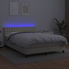 vidaXL Box spring postelja z vzmetnico LED krem 140x200cm umetno usnje