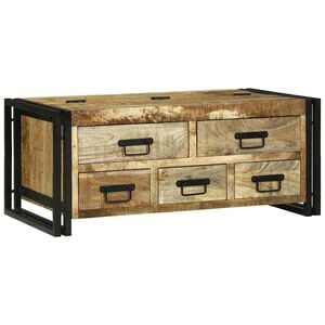 vidaXL Klubska miza s predalom Rjava 90 x 50 x 38 cm Masiven les manga