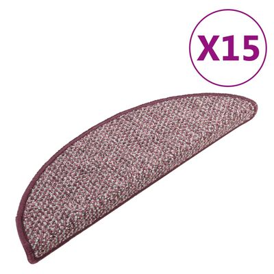 vidaXL Preproge za stopnice 15 kosov vijolične 65x25 cm