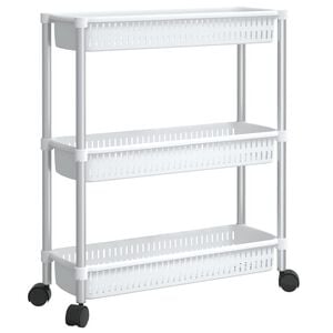 vidaXL 3-nadstropni voziček za shranjevanje srebrn in bel aluminij